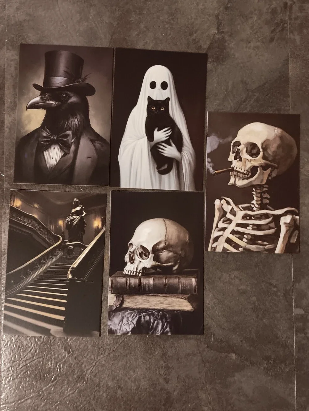Dark Gothic Postcard Set Of 5, Academia Art Print Correspondence Notes 4x6